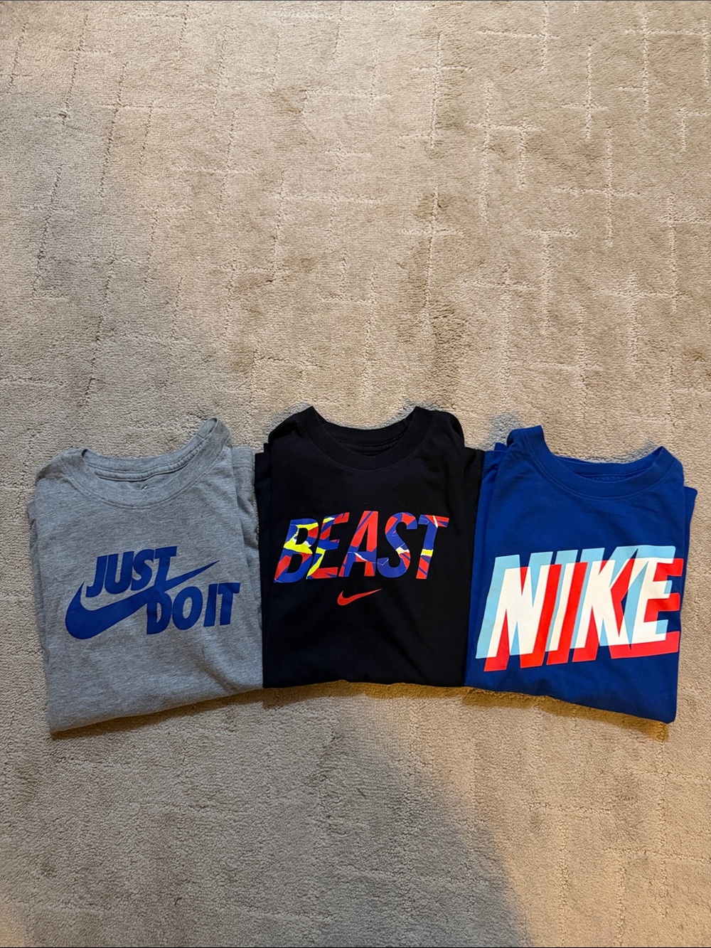 3 Nike Kids Short-Sleeve Graphic Tees - Black, Gray & Royal Blue